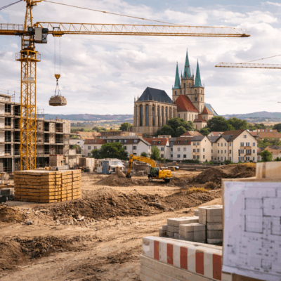 Bauarbeiten vor Erfurter Altstadt